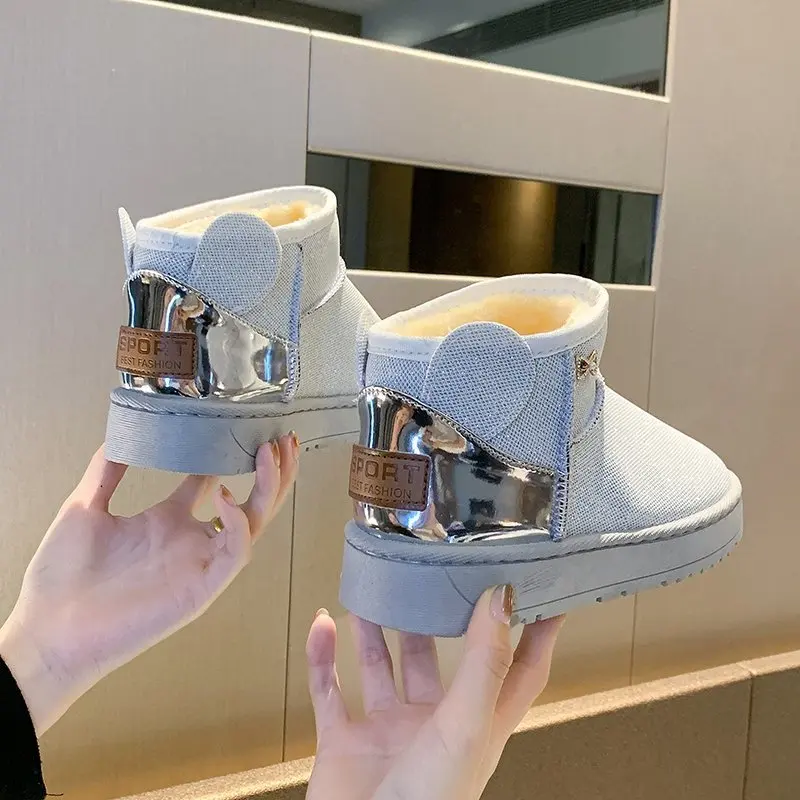 Snow   women 2020 new short tube all-match flat snow boots women fur boots for women hiking boots