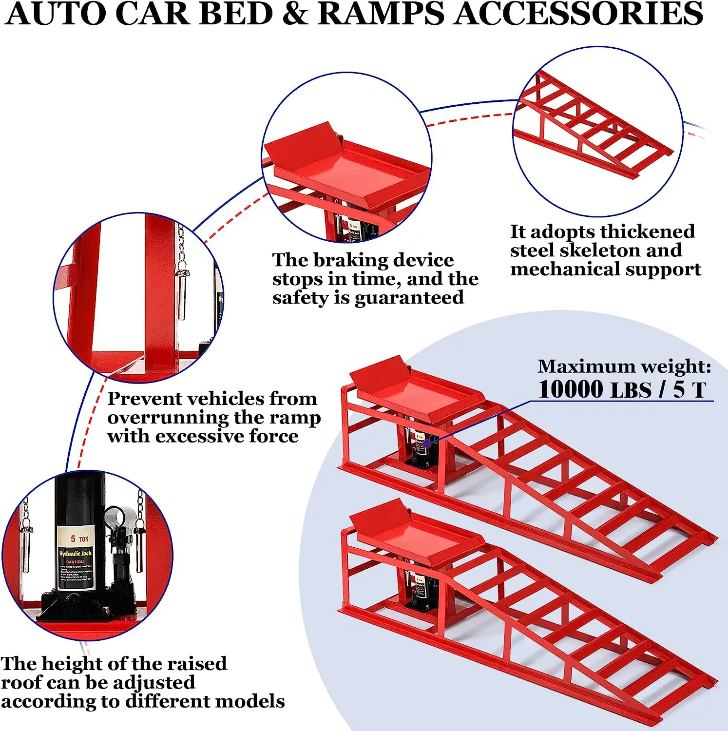 Heavy Duty Hydraulic Lifting Jack Vehicle Ramps Loading 5t Capacity ...