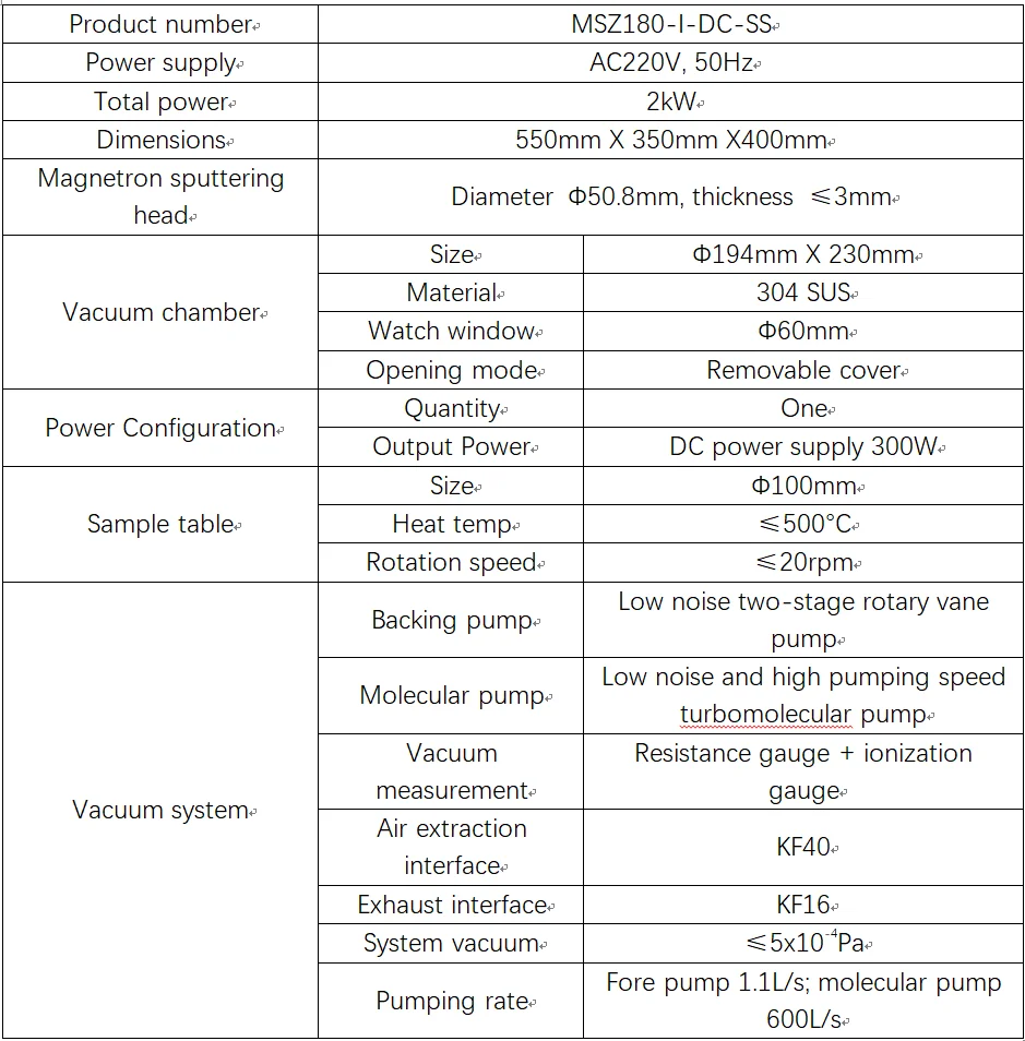 Desktop Single Target Magnetron Coating Instrument