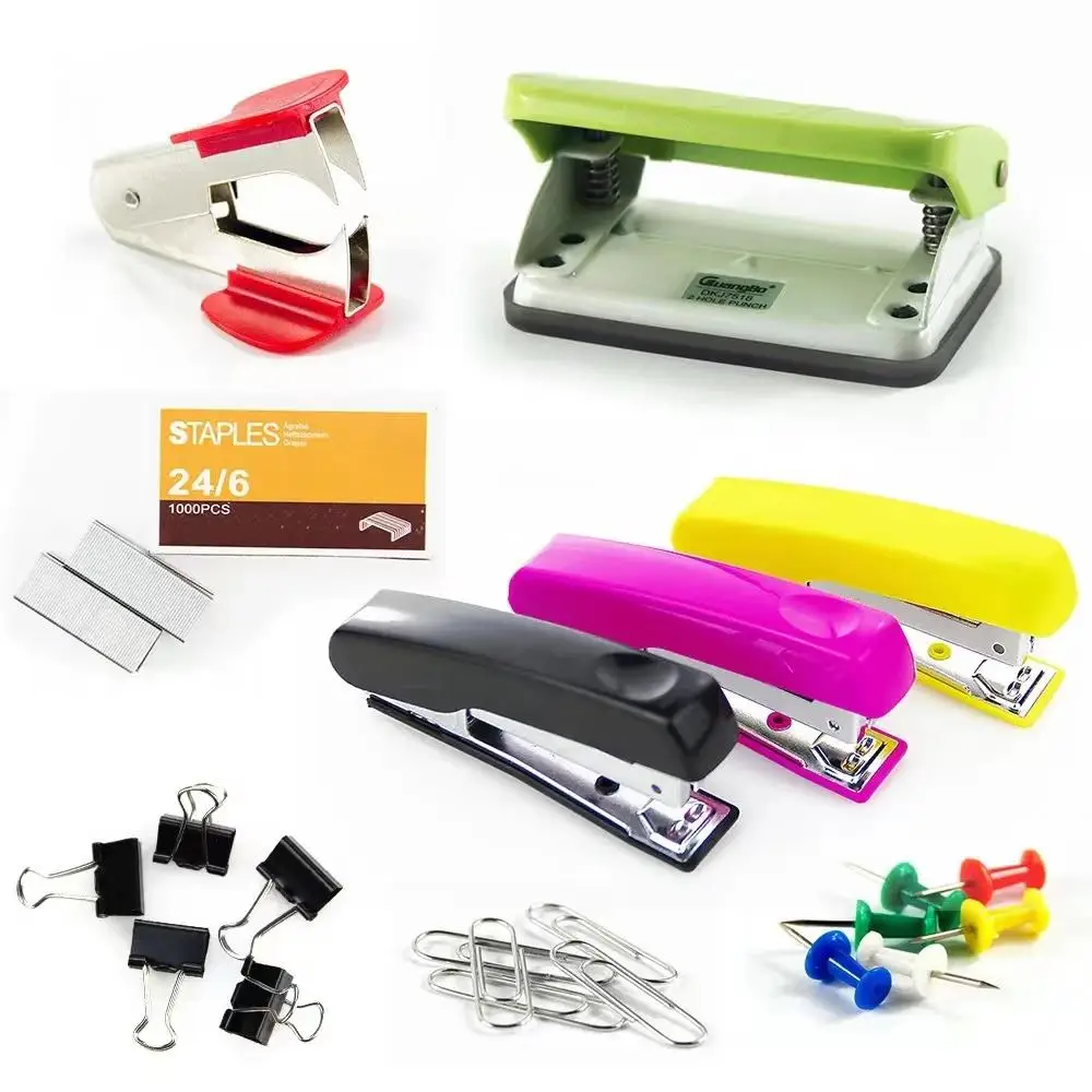 Wholesale 10-in-1 Ultimate Pink Office Stationery Set Multifunctional Desk Organizer Stapler Cross-Border Suture Scissors Gift