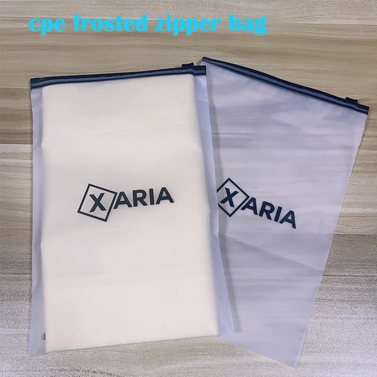 Free Personalized Custom Printing Brand Logo Poly Eva Frosted Zip Lock Packaging Bag for Clothing