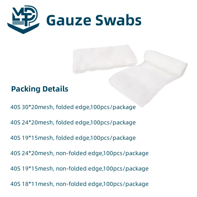 OEM Gauze Swab Pad 4ply 8ply 12ply 16ply X-ray Detectable Folded Edge Non Sterile Medical First Aid Sponge manufacture