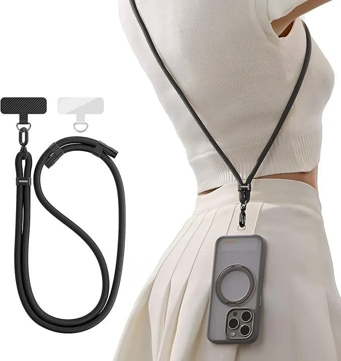 product phone lanyard crossbody with 2 phone tabs adjustable anti theft phone strap for neck lanyard cross body for travel essentials-4