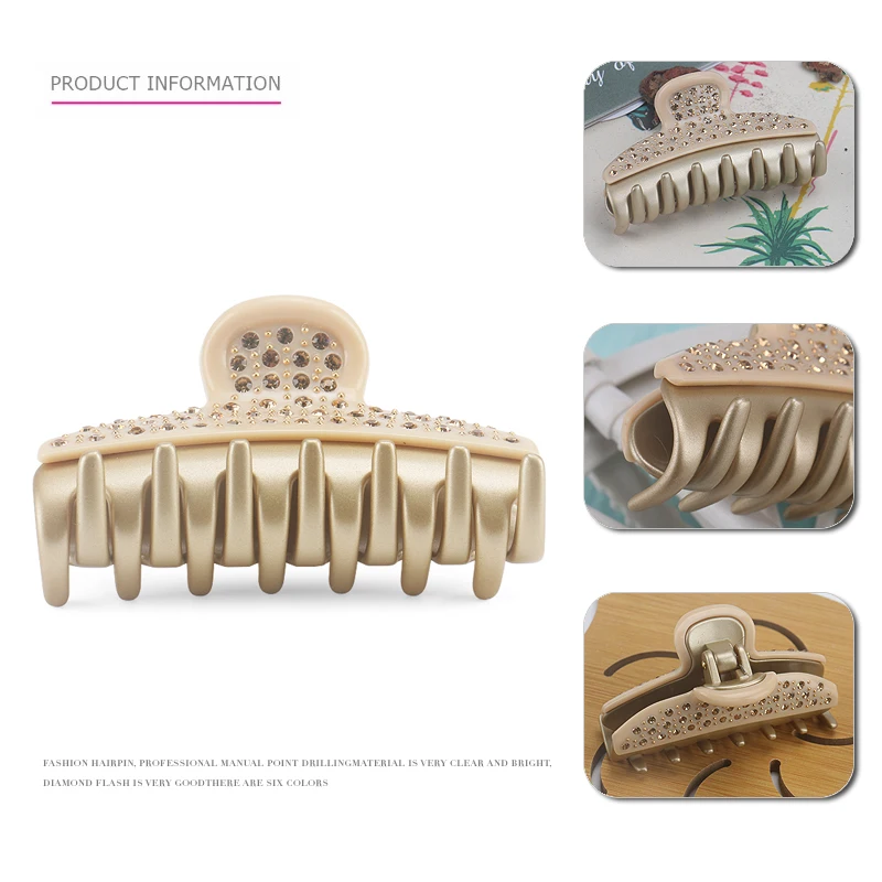 Jinhe Best Seller Boutique Accessories Vendome Large Size Hair Claw Clips Full Rhinestone France Acetate Hair Claw