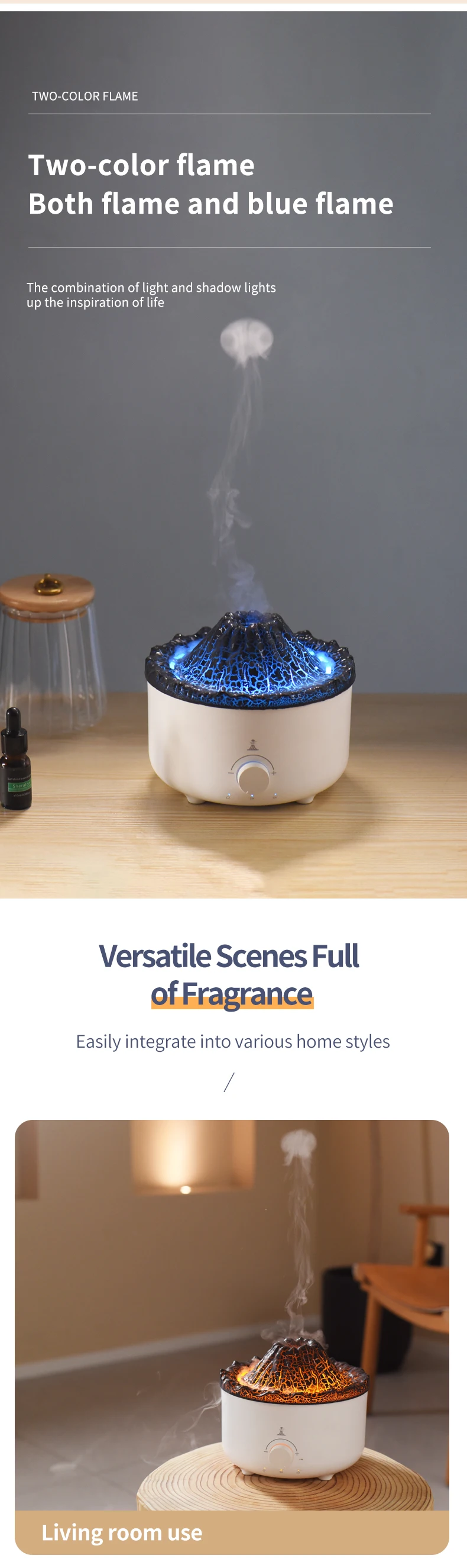 Electric Volcanic Aroma Air Humidifier and Essential Oil Diffuser Product Details