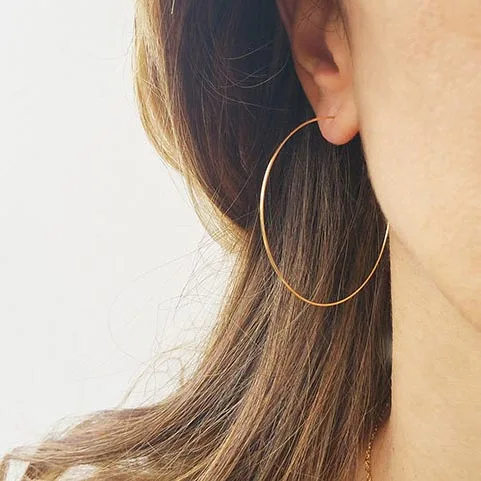 Large Hoop 14K Gold Plating Hoops Big Wire Earrings Earrings for Women Gold Hoops Earrings