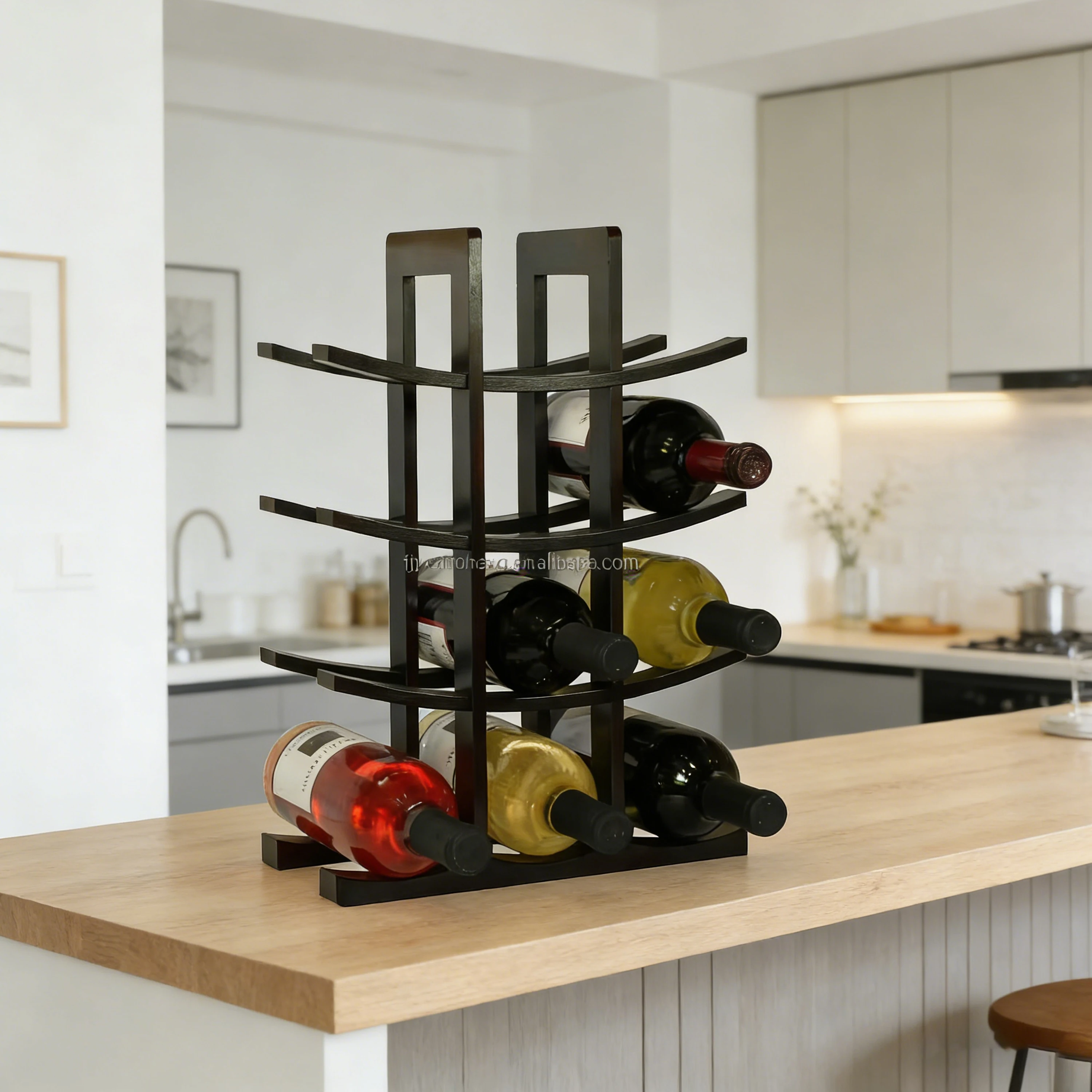 Custom Countertop Wine Rack Freestanding Wine Storage Organizer Wine Holder for Kitchen Bar Cart &Dining Room Wine Display Stand