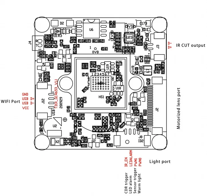 Ingenic T31x Soc Gc4653 Sensor Wifi 5mp Ip Pcb Module Camera Module