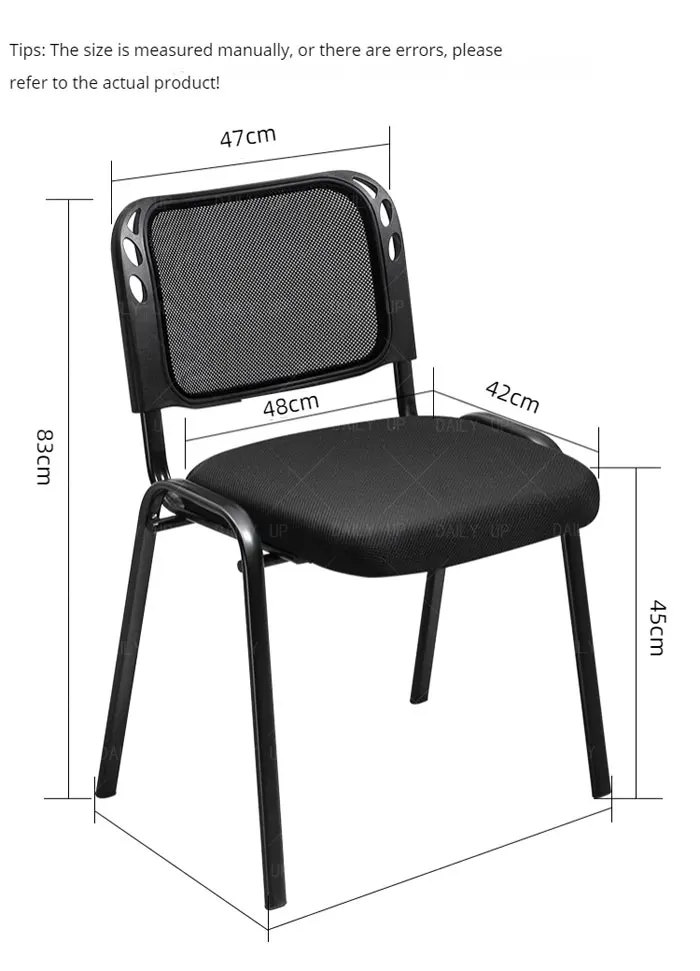 Stackable Upholstered Mesh Office Chair Ergonomic Padded Conference Chair With Breathable Backrest Thickened Sponge Cushion