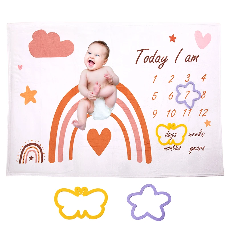 Baby Monthly Milestone Blanket Soft Baby Flannel Blanket Infant Girl Boy Milestone Baby Blanket supplier