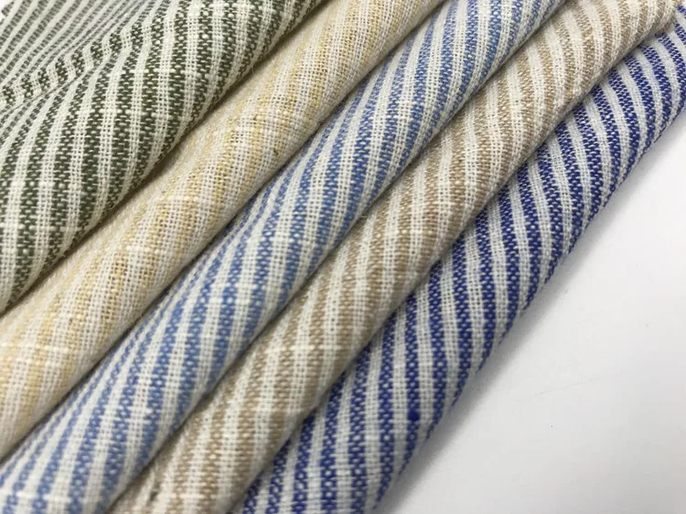 Eco Friendly Yarn Dyed Cotton Linen Fabric In Stock Breathable Cotton
