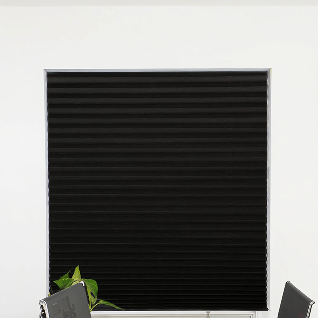 High Quality Temporary Pleated Paper Shades Simple Style Black Fabric Pinhole for Everyday Use Offices Hotels Households
