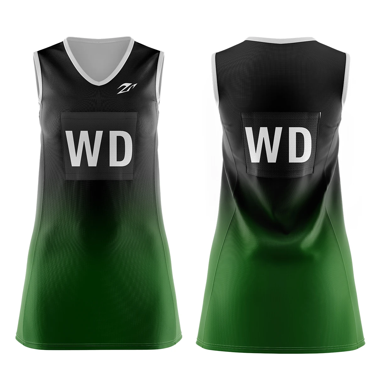 green netball dress Wholesale Fashion Design Sublimation And Yellow Custom Skirts And Tops Women Netball Uniforms Set halter