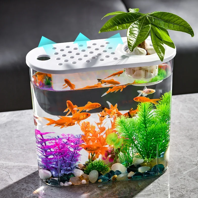 Rectangular 3/5 Gallon Plastic Mini Betta Fish Tank Eco-Friendly Stackable Aquarium Kit