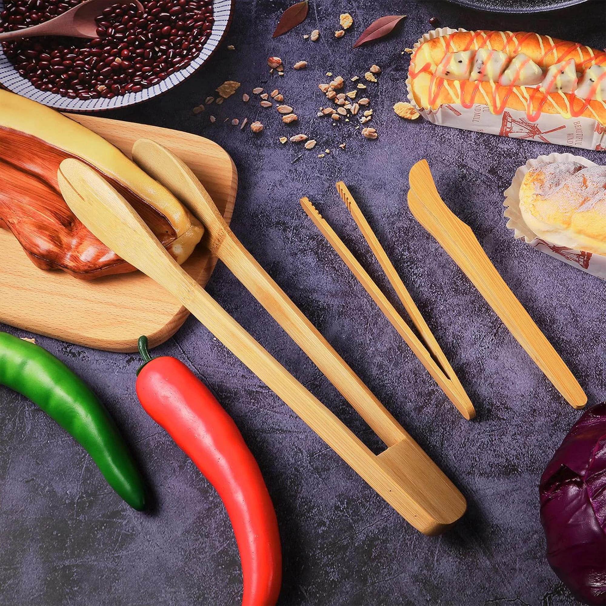 2024 Лидер продаж бамбуковые щипцы для тостов идеальная кухонная утварь сыра бекон Маффин фрукты хлеб-Ультра захват