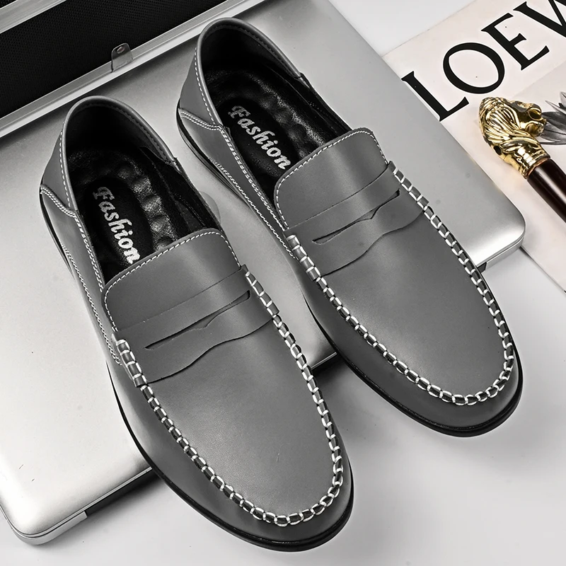 Factory Supply In Ready Stock Genuine Leather Office Business Party Wedding Men Dress Light Weight Casual Loafers Shoes