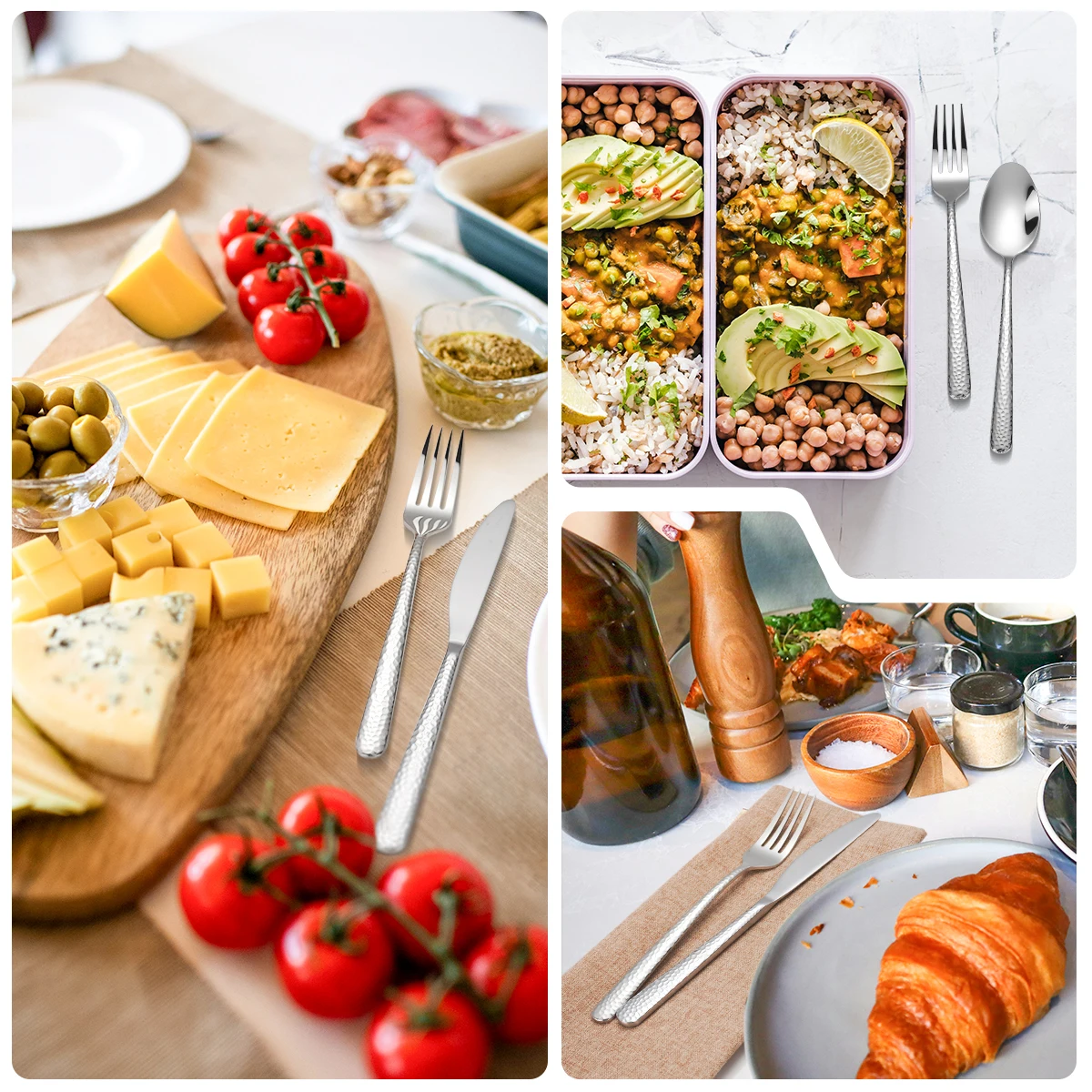 Middle East Silverware Restaurant Cutlery High Quality Stainless Steel Hammer 7/28/128 Pcs Spoon Fork Knife Silver Flatware Set