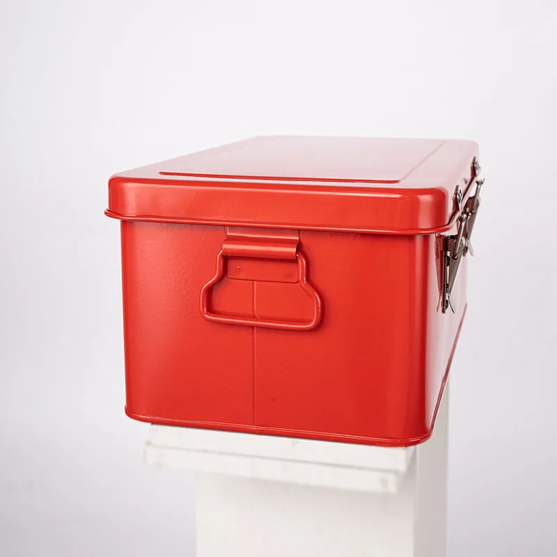 Red Medicine Storage Box Iron Storage Trunks Without Patterns Powder Coated Home Decor Home Storage Living Room Decor