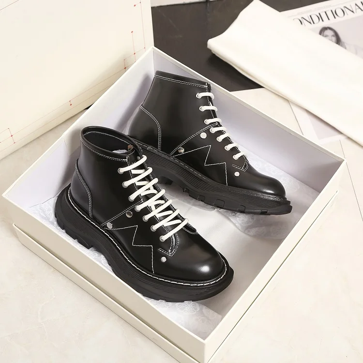 Women Oxford Shoes Black Oxford High Tops Platform Women Casual Shoes Lace Up Fashion Sneakers