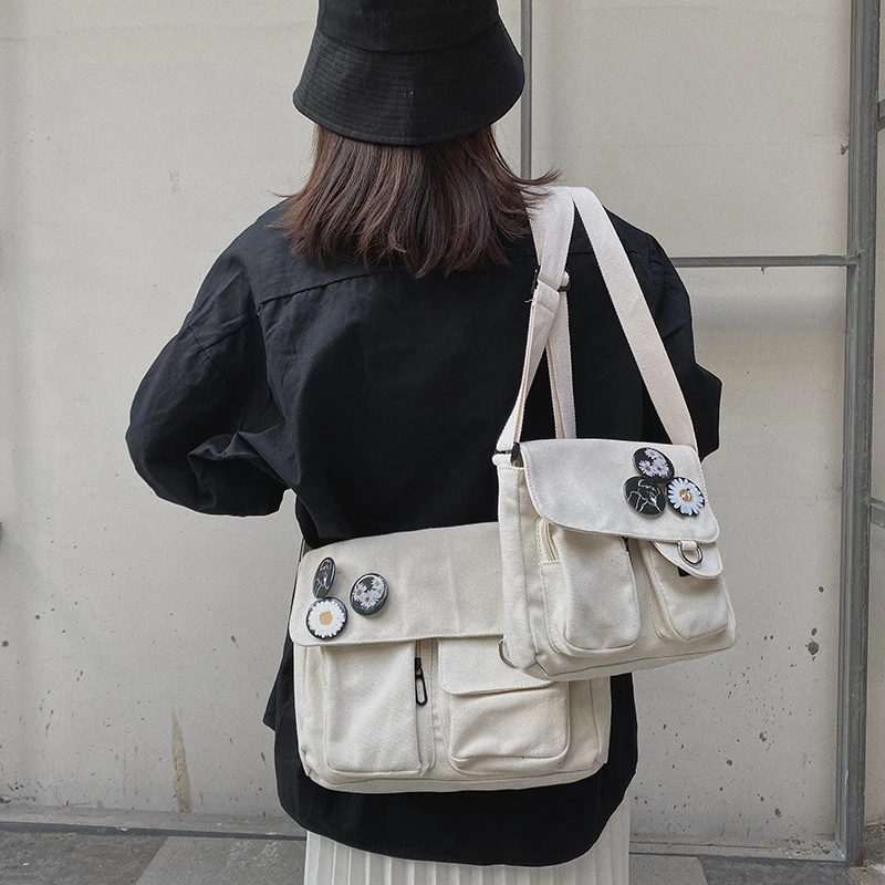 Aesthetic Messenger Bag Student Canvas Shoulder Bag