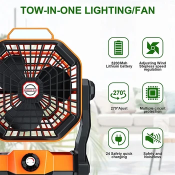 Alternative view of Rechargeable Tent Camping Cordless Travel Fan Office Home Table and Bedroom Traveling