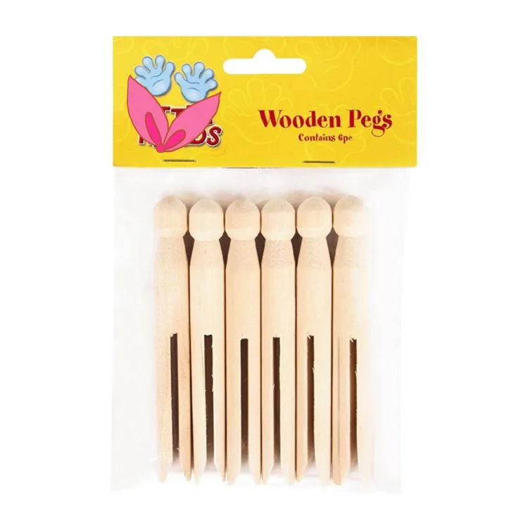 20 Traditional Natural Wooden Washing Line Clothes Laundry Dolly Pegs 11cm Long 