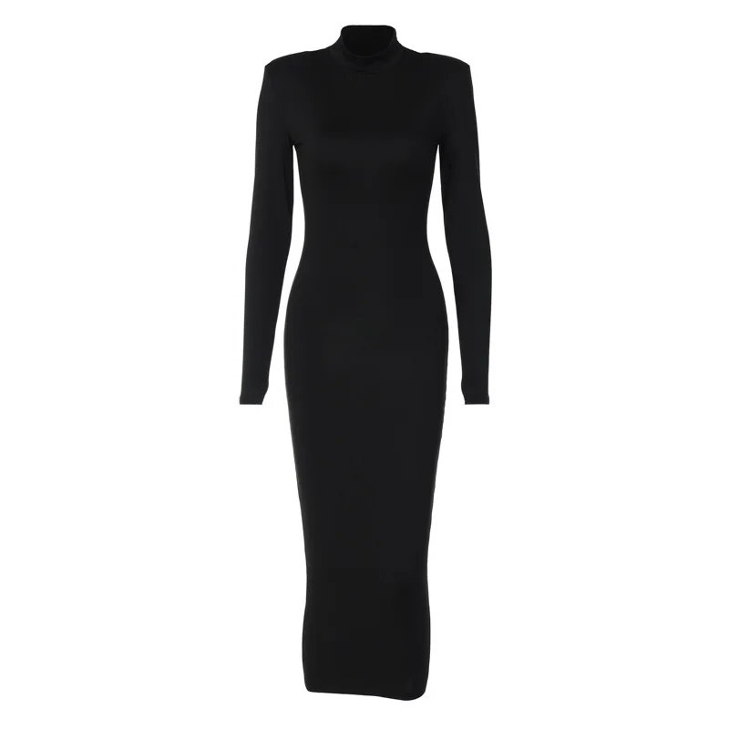 Women's clothing Autumn new fashion solid color slim-fit turtleneck long sleeve elegant dress Wholesale