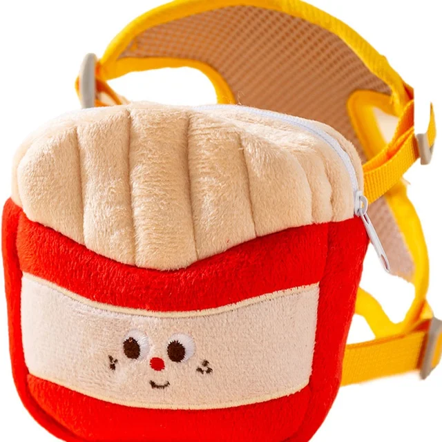 Cute hamburger fries backpack pet leash dog outing chest strap anti-breakaway walking cat leash dog leash supplies