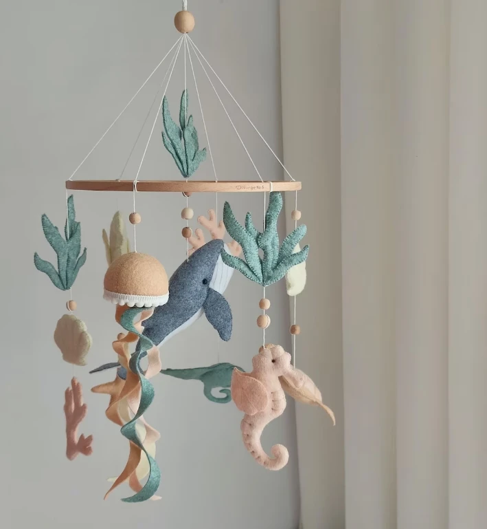 Ocean Hanging Felt Crib Mobile with Dolphin Starfish