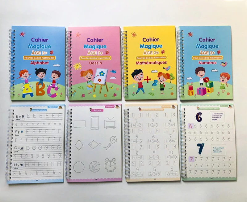 Tangdudu Cahier Effaçable 64 Pages - Apprendre Chiffres, Lettres, Mathématiques Et Dessin Pour Enfants 2-6 Ans