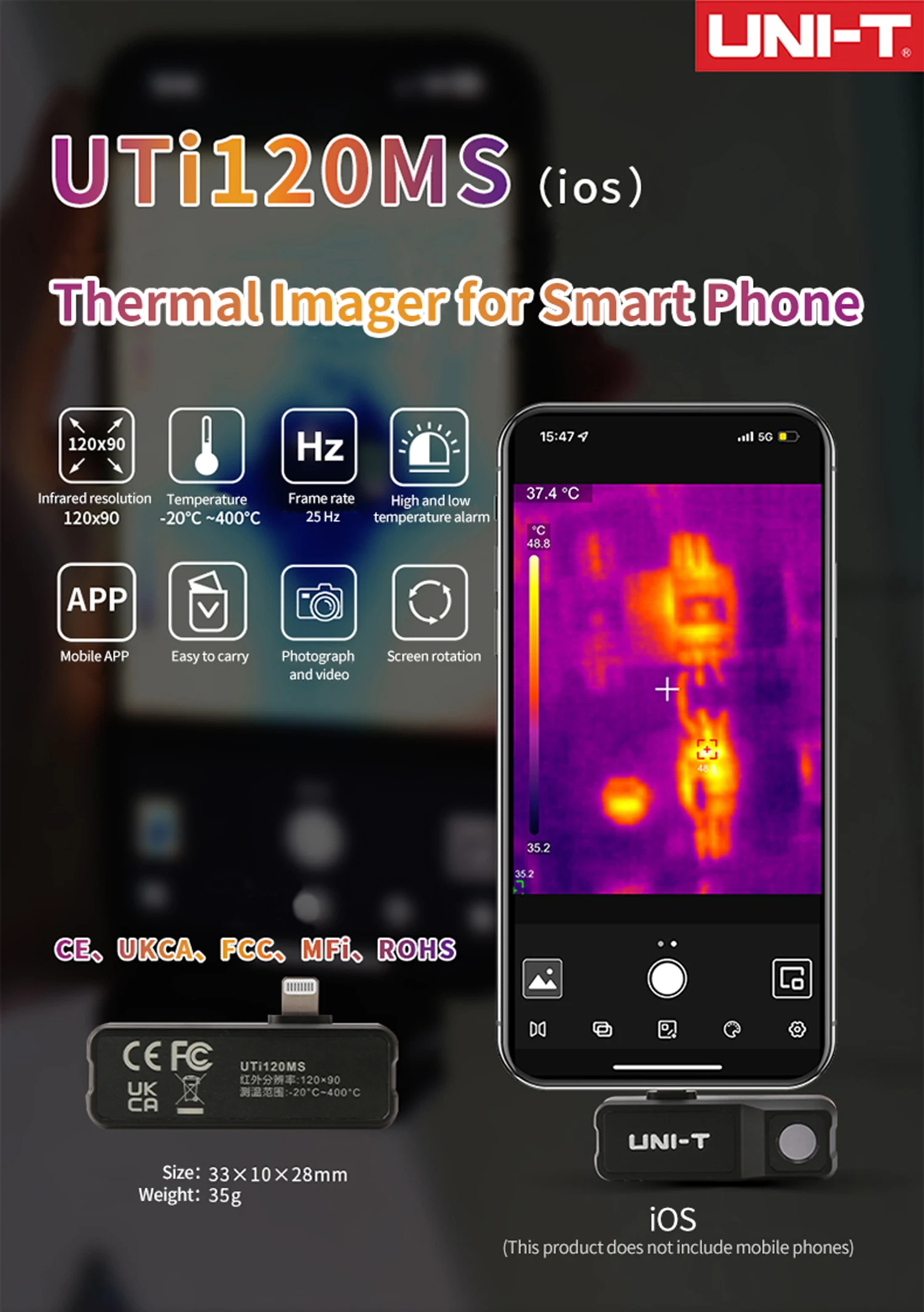 Uti120ms Thermal Imager Phone Thermal Imaging Camera For Ios Pcb