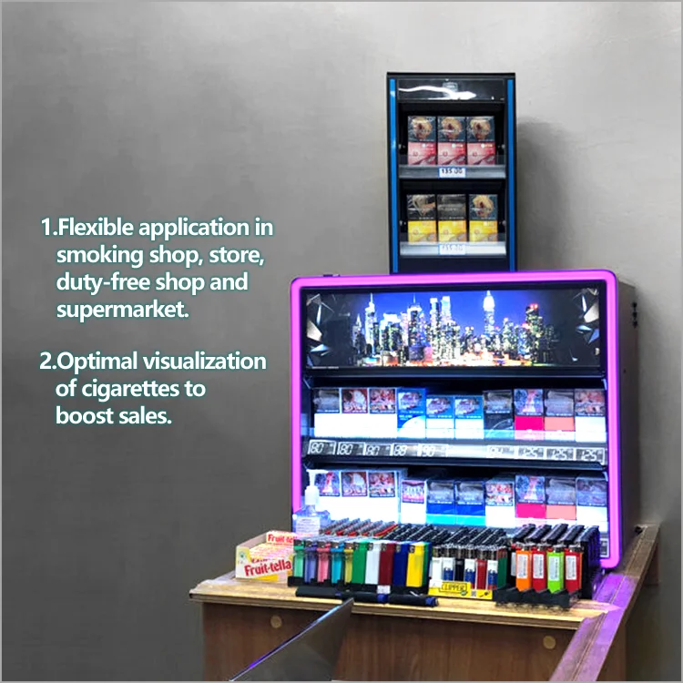 Metal Cigarette Showcase Display Cabinet with Led AD Light Box for  Supermarket Counter Wall Hanging
