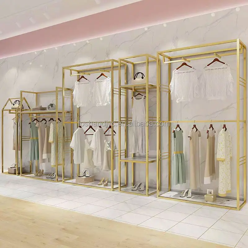 Clothes Rack Shop Metal Clothing Rack Retail Shop Display Shelf for Store Showroom Use ...
