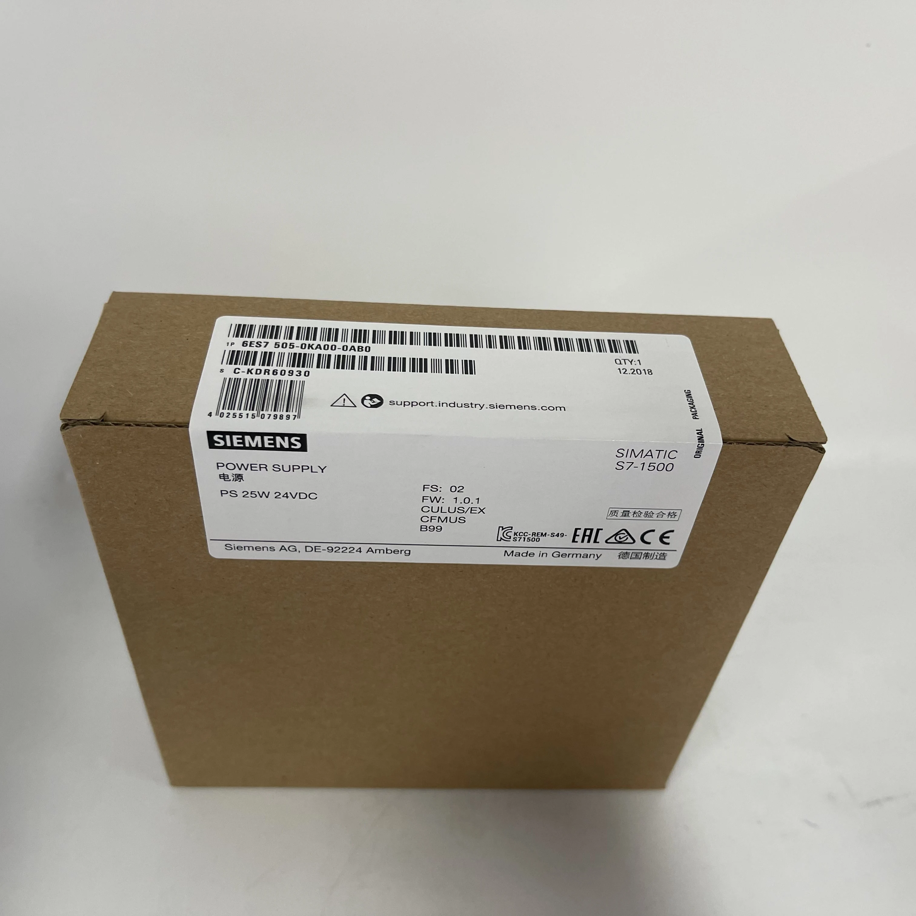 SIEMENS Power Supply Module 6ES7505-0KA00-0AB0 SIEMENS Power Supply Module 6ES7505-0KA00-0AB0