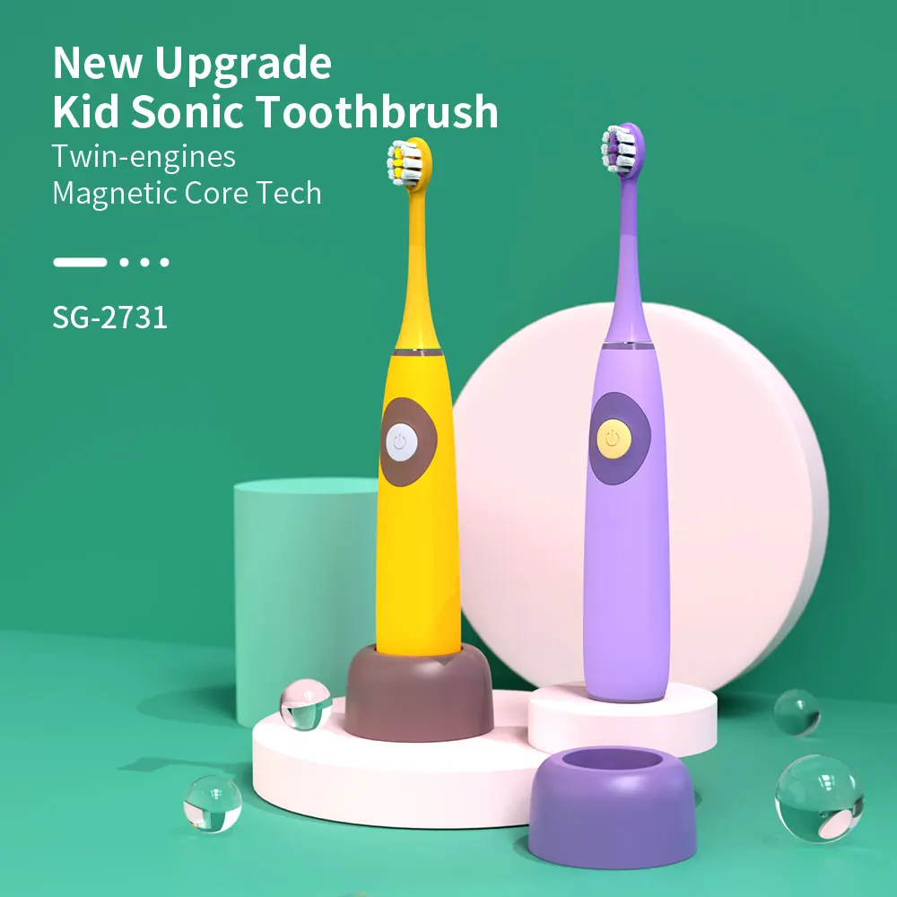 2024 Seago New Arrival Customized IPX7 Silicone Wireless Charging Cute Kids Electric Sonic Toothbrush