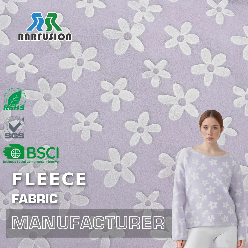 Tessuto micro pile polarizzato con design anime floreale in rilievo per hoodie