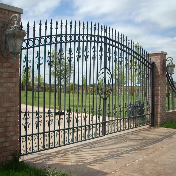 Outdoor Simple Steel Grill Gates Designs Exterior Modern Cast Wrought Iron Pipe Front Gate