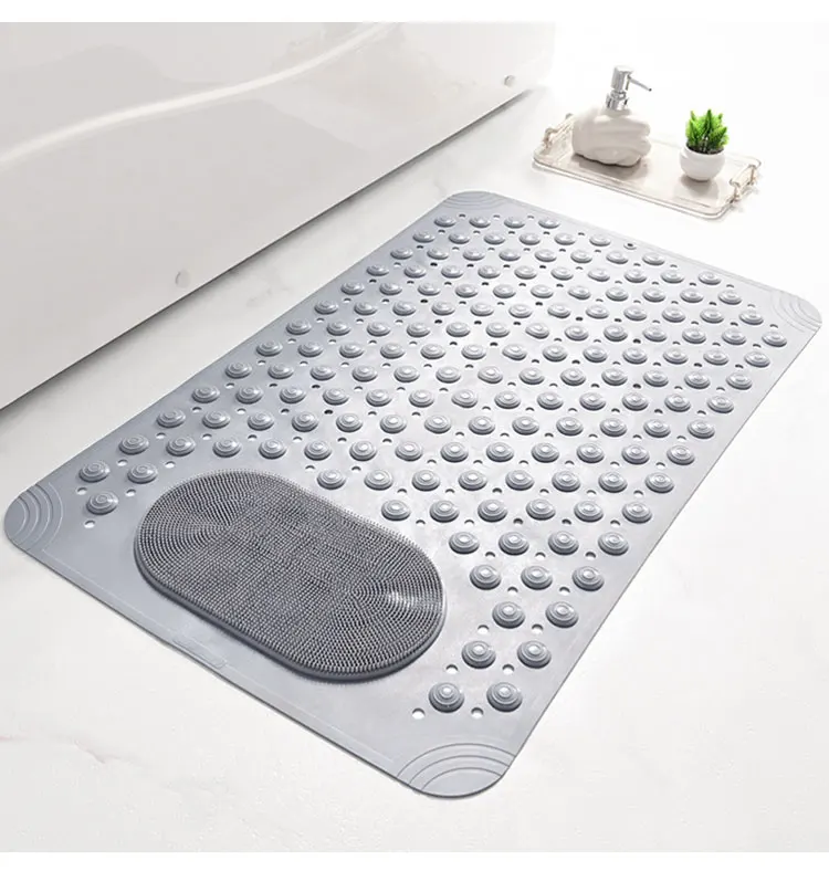 New Design Non Slip Bath Tub Mats Massage Bathroom Mat with Suction Cup and Drain Hole Machine Quick Drying Shower Floor Mat manufacture