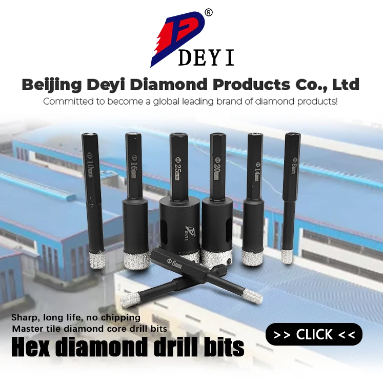 Diamond Small Dry Drill Bits 5pcs 6/8/10mm Ceramic Drill Bits With Hex
