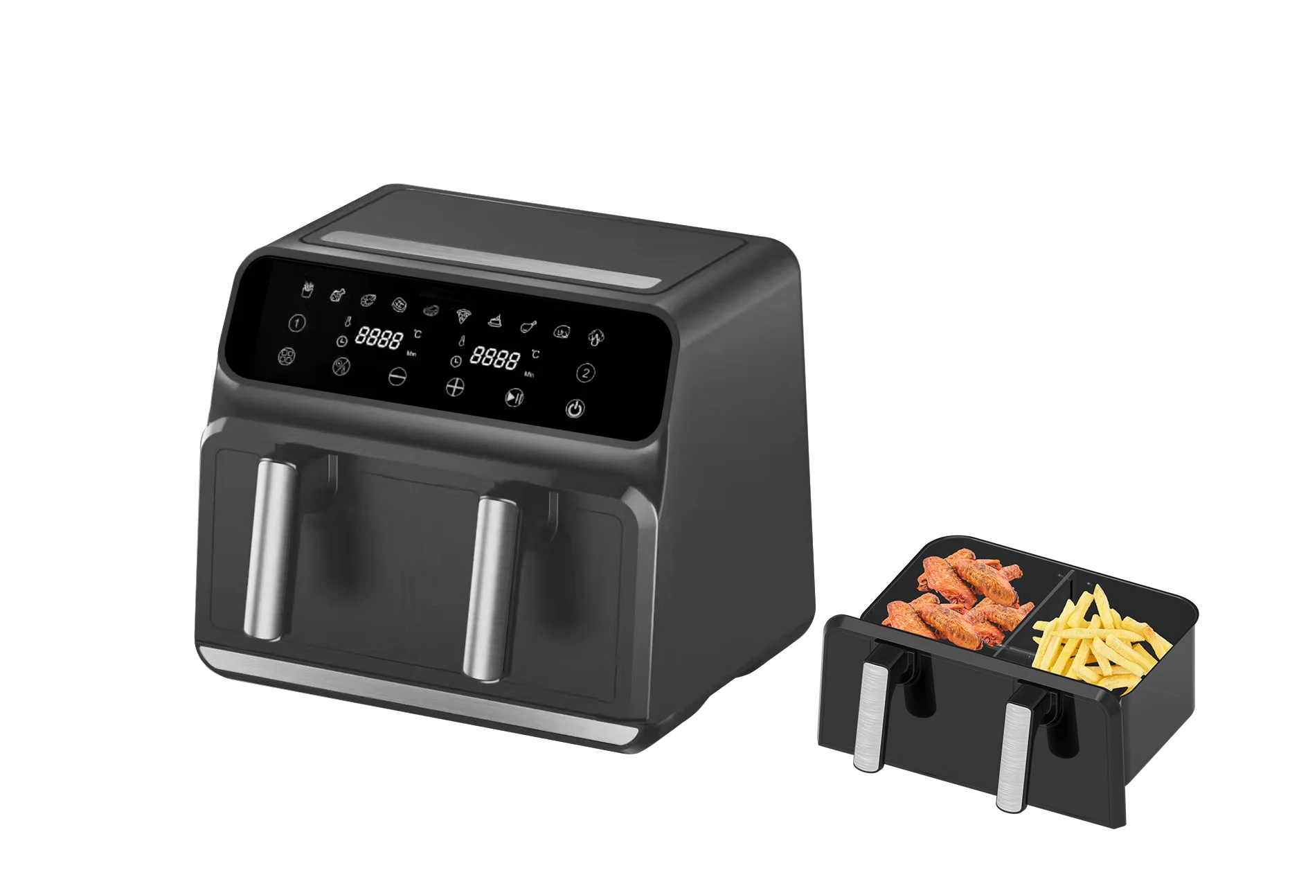 9l Touch Screen Dual Basket Air Fryer Electric Deep Fryer Oven Smart