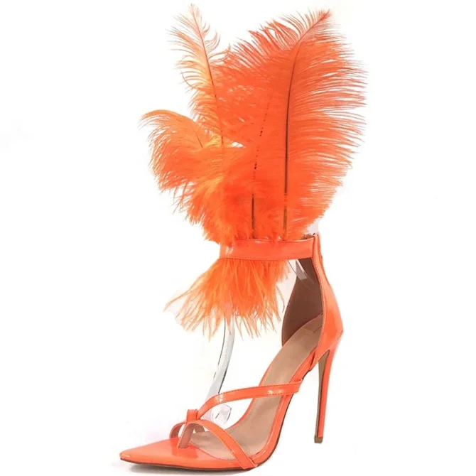 orange feather heels