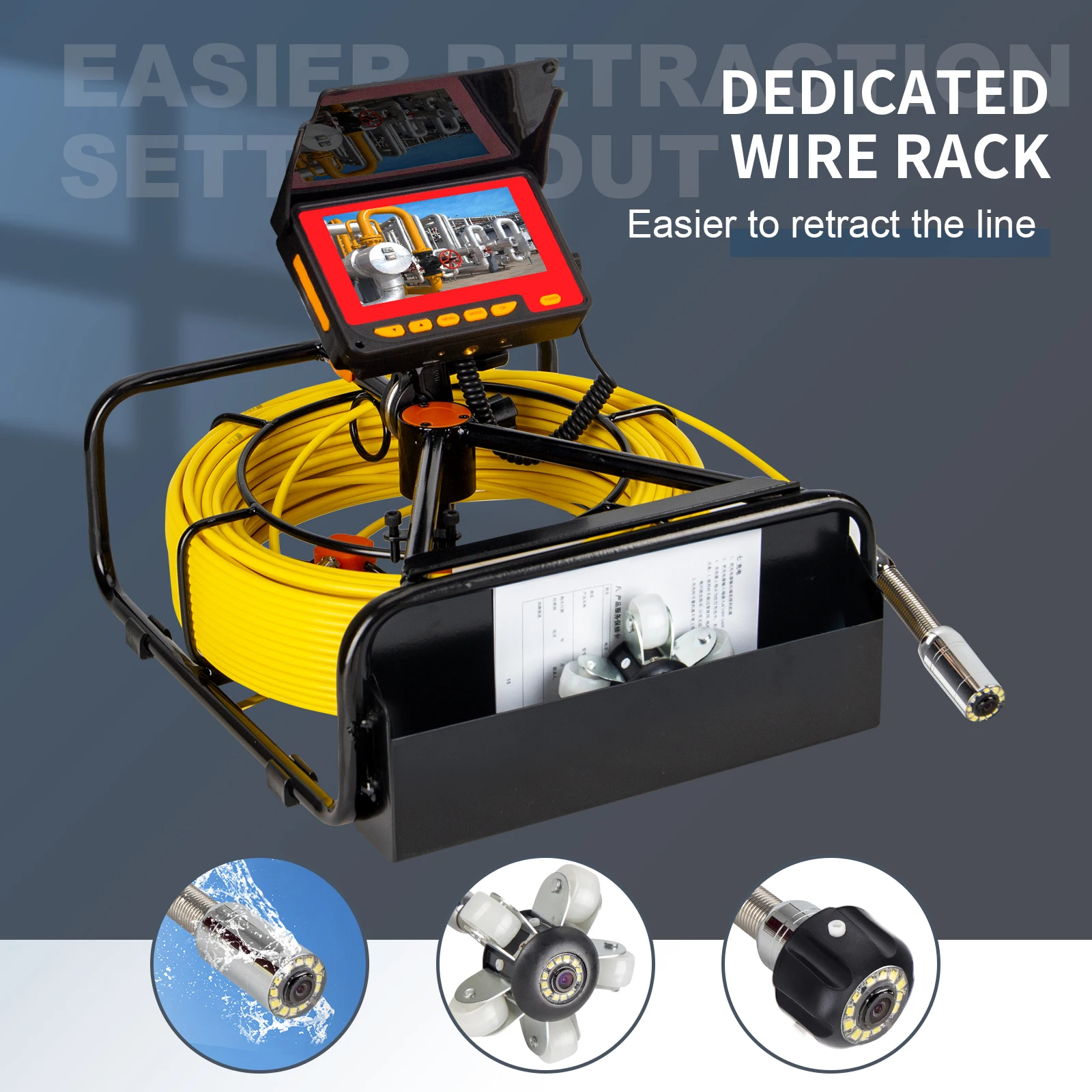 Factory Sewer Pipe Camera with 16GB Video Recording, 4.3inch Screen Plumbling Inspectiom Camera From China manufacture