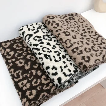 Autumn Winter Thickened Warm Jacquard Leopard Print Knitted Wool Scarves For Women Personalized Other Scarves & Shawls 2021