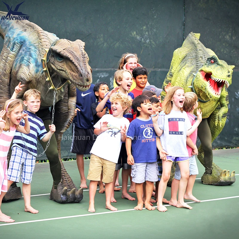 Wearable Adult Hidden Visible Legs Realistic Robotic Dinosaur Costume Animatronic Performance Dino Suit for Public Stage Shows