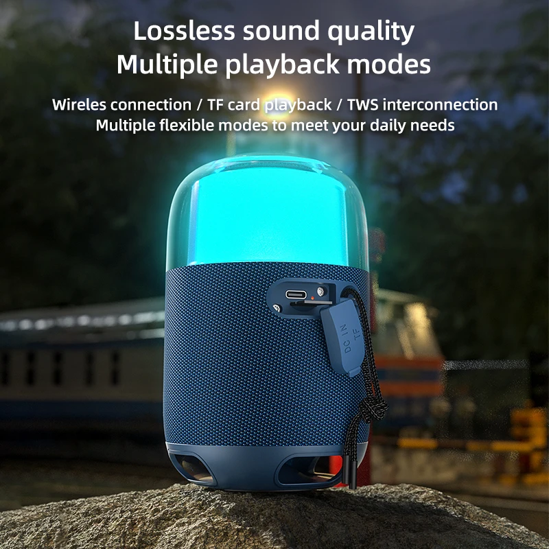 Free Sample RGB Mini Portable Speakers BT Wireless Party Boombox Speaker With Microphone