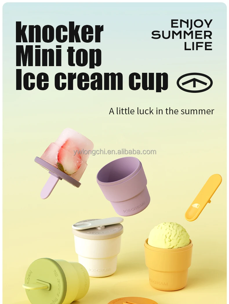 2024 Multifunctional Silicone Ice Cream Mold with Scoop Plastic Ice Cone cup for Making Ice Cream
