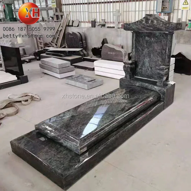 American Style High Polished Grey and Black Marble Stone Monument New Design Double People Tombstone and Double Gravestone