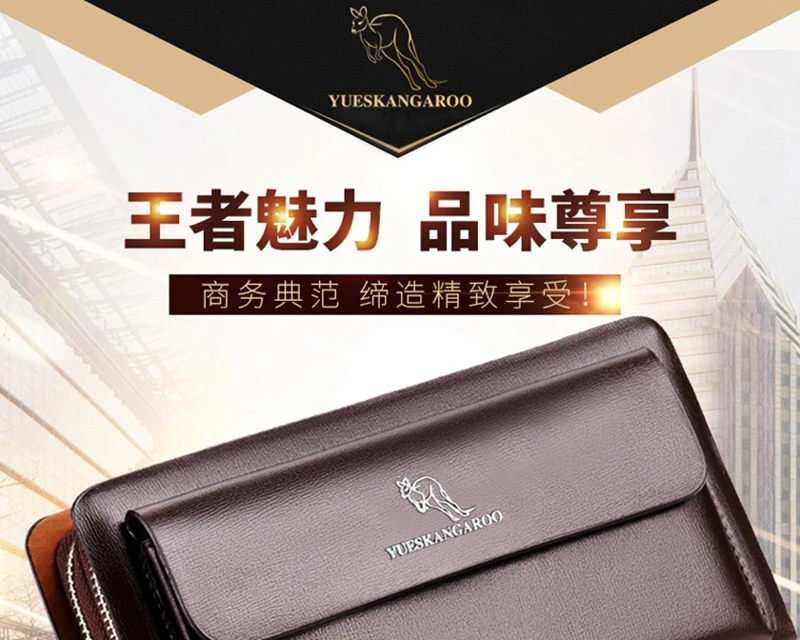 YUESKANGAROO Double Zipper Men Clutch Bag Fashion Cowhide Leather Long Purse Men's Organizer Wallet Male Casual Luxury Hand Bag