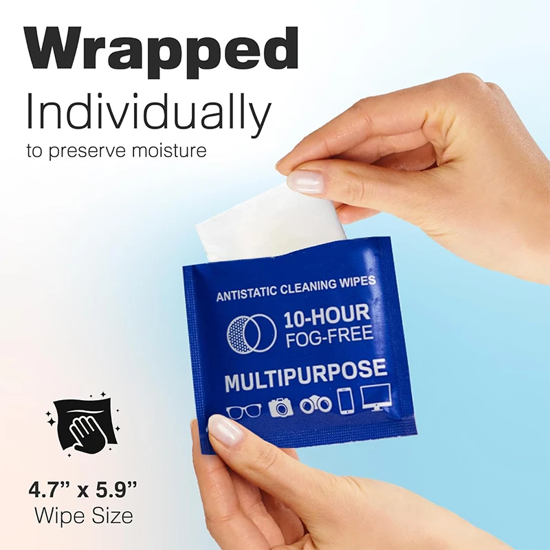 Private Label Anti-Static Pre Moistened Anti Fog Lens Cleaning Wet Wipes for Glasses