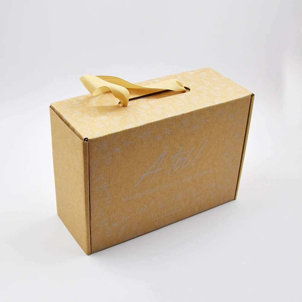 Custom Printed Recyclable Luxury Gift Packing Box with Ribbon Handle 500 Pieces MOQ